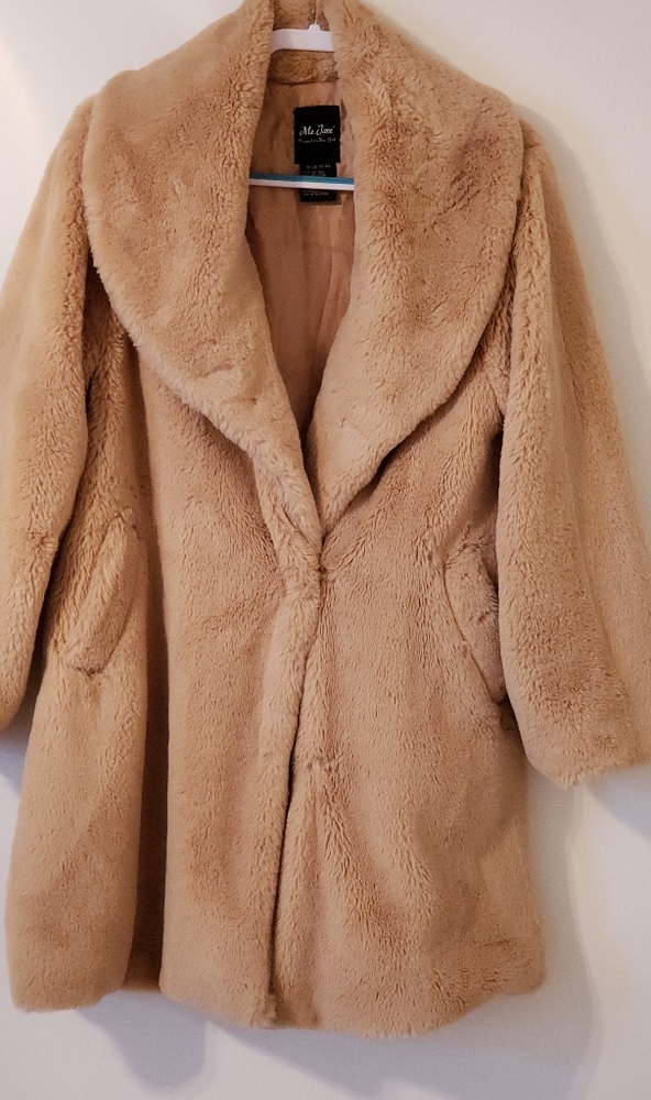 Faux fur medium length coat